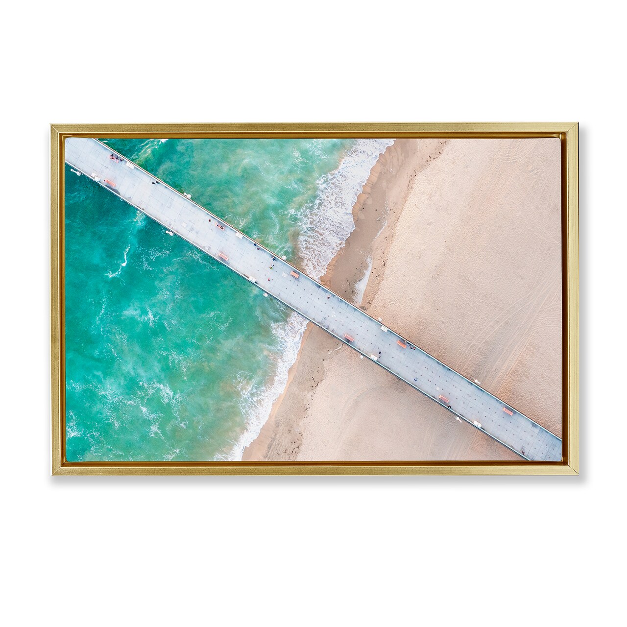 Stupell Industries Aerial View Pier Beach Floating Frame, design by Jeff Poe Photography